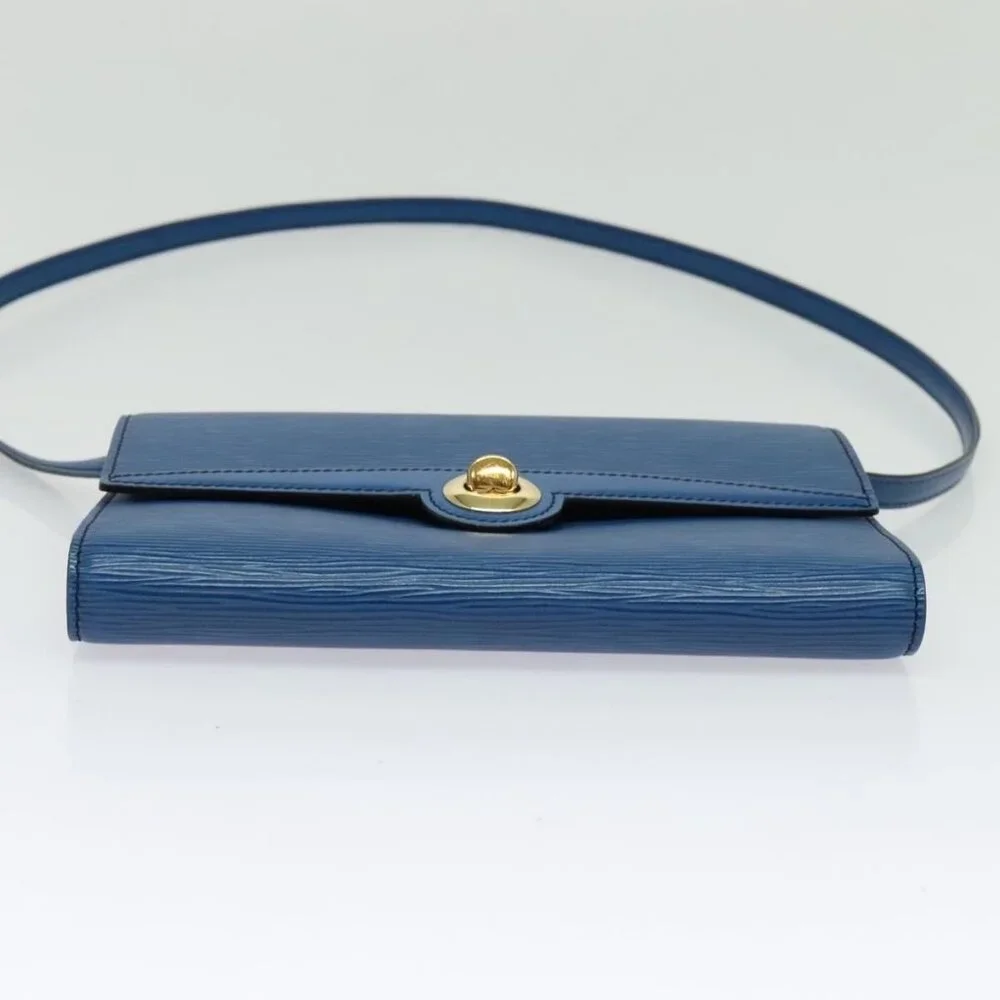 Authentic LOUIS VUITTON Epi Pochette Arche Shoulder Bag Blue M52575 LV - Picture 12 of 16